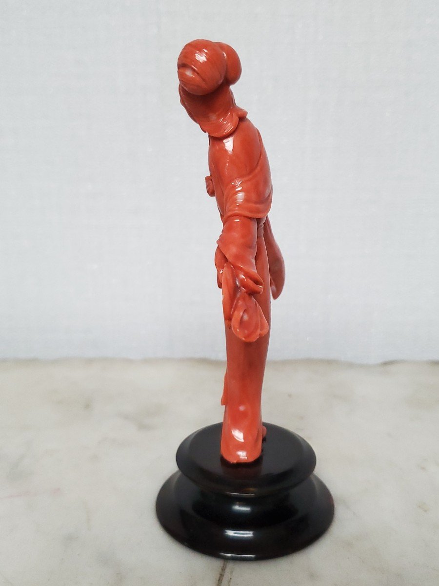 China - Red Coral Sculpture On Base - 19th/20th Century-photo-4