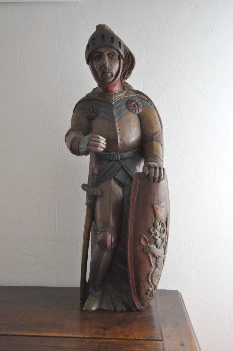 Statut - Soldat En Bois Polychrome - 18/19 ème Siècle