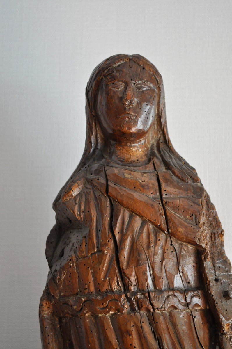 Sculpture - Holy Stature In Polychrome Wood - France 16th Century-photo-2