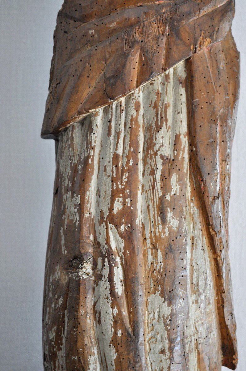 Sculpture - Holy Stature In Polychrome Wood - France 16th Century-photo-5