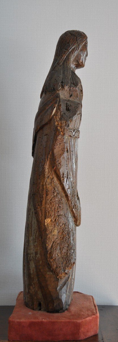 Sculpture - Holy Stature In Polychrome Wood - France 16th Century-photo-6