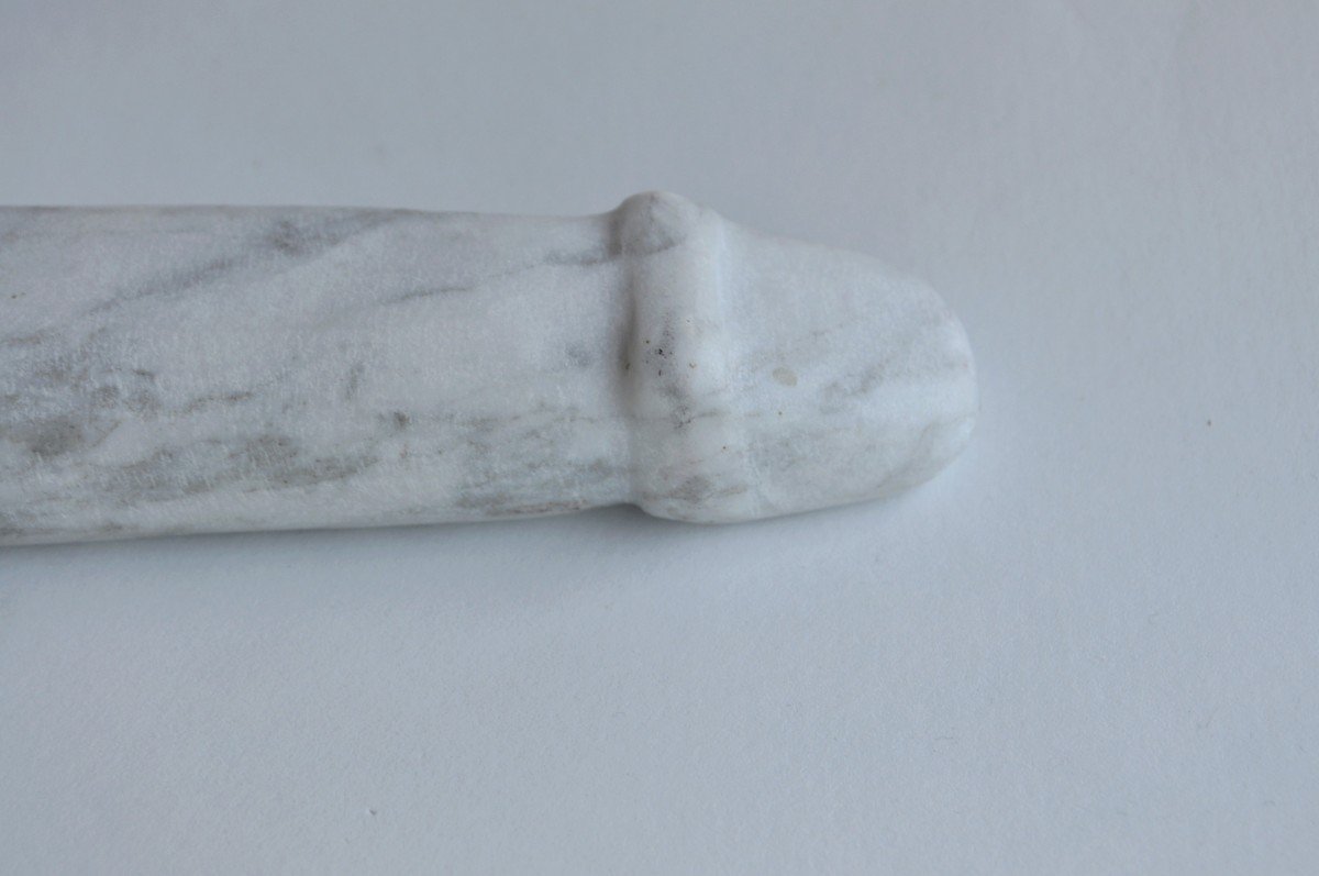 Antique White Marble Phallus Circa 1900-photo-4