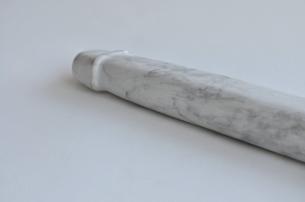 Antique White Marble Phallus Circa 1900-photo-2