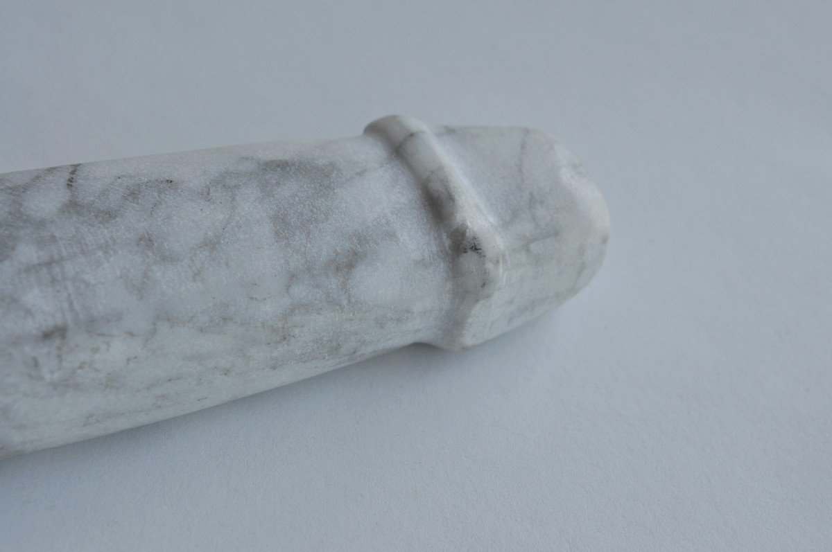 Antique White Marble Phallus Circa 1900-photo-4