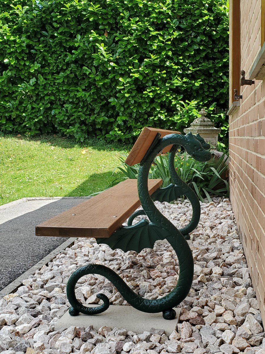 Cast Iron And Wood Garden Bench, Late 19th Century-photo-2