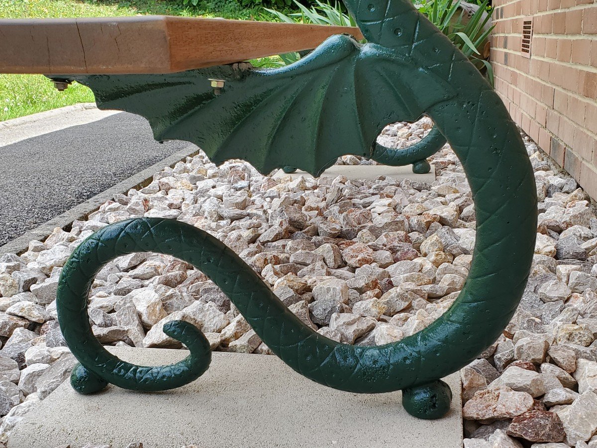 Cast Iron And Wood Garden Bench, Late 19th Century-photo-4