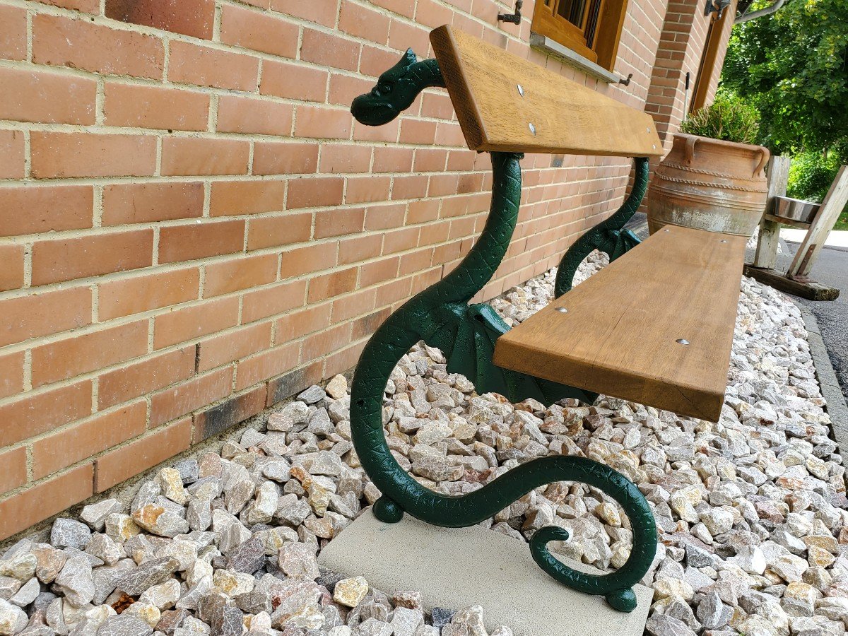 Cast Iron And Wood Garden Bench, Late 19th Century-photo-1