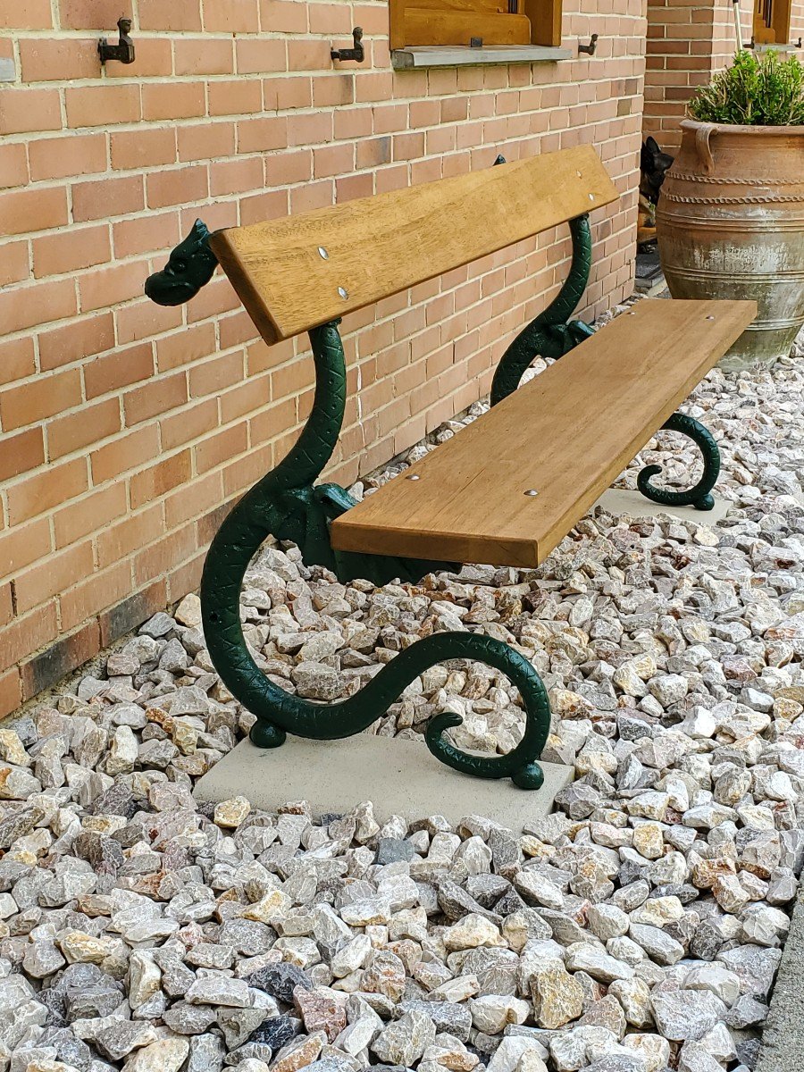 Cast Iron And Wood Garden Bench, Late 19th Century-photo-5