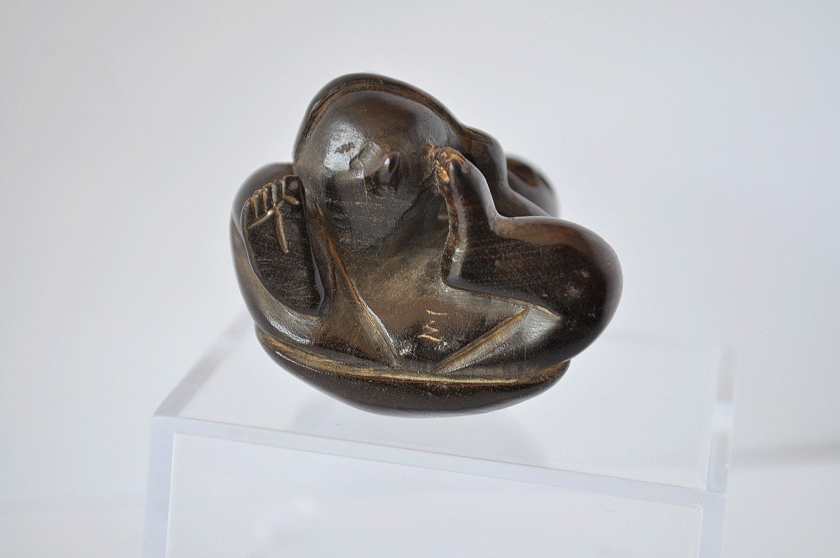 Japon - Netsuke Signé En Bois époque Meiji --photo-3