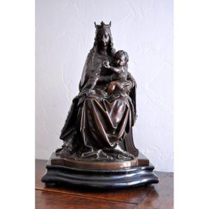 Bronze Sculpture - Madonna And Child - Signed Grégoire