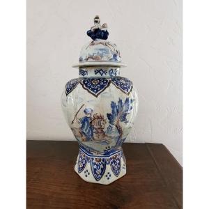 Delft - Covered Pot In Polychrome Earthenware - XVIIIth