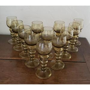 Lot Of 12 Roemer Glasses - XXth