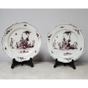 1 Pair Earthenware Plates From Saint Omer - 18th Century