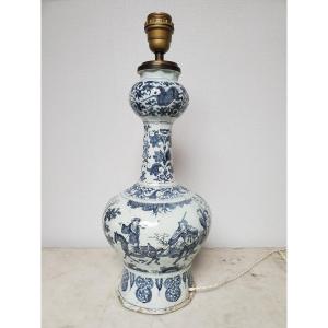 Delft - Vase Mounted As A Lamp - 17th-18th Century