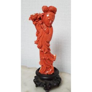 Sculpture En Corail Rouge - XIX/xxème