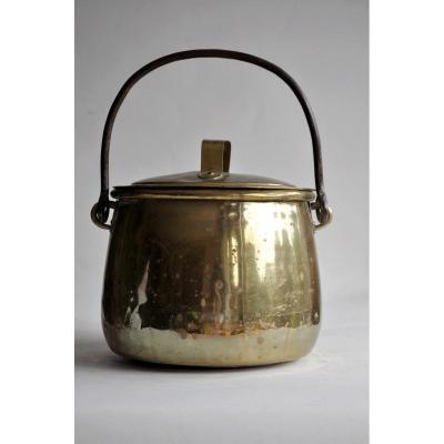 Cauldron Or Pot Covered In Yellow Copper - XIXth