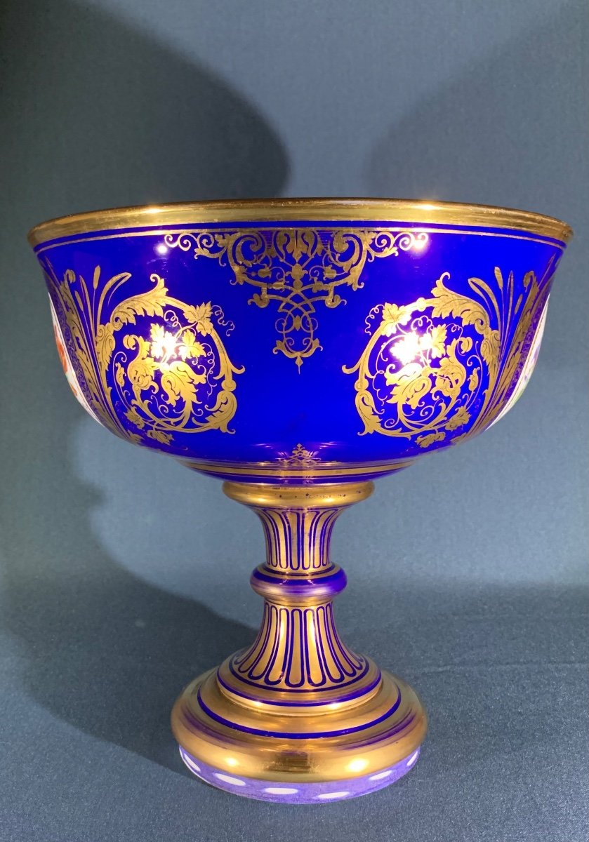Magnificent Table Center Cup In Lined Opaline, France Circa 1840-photo-2