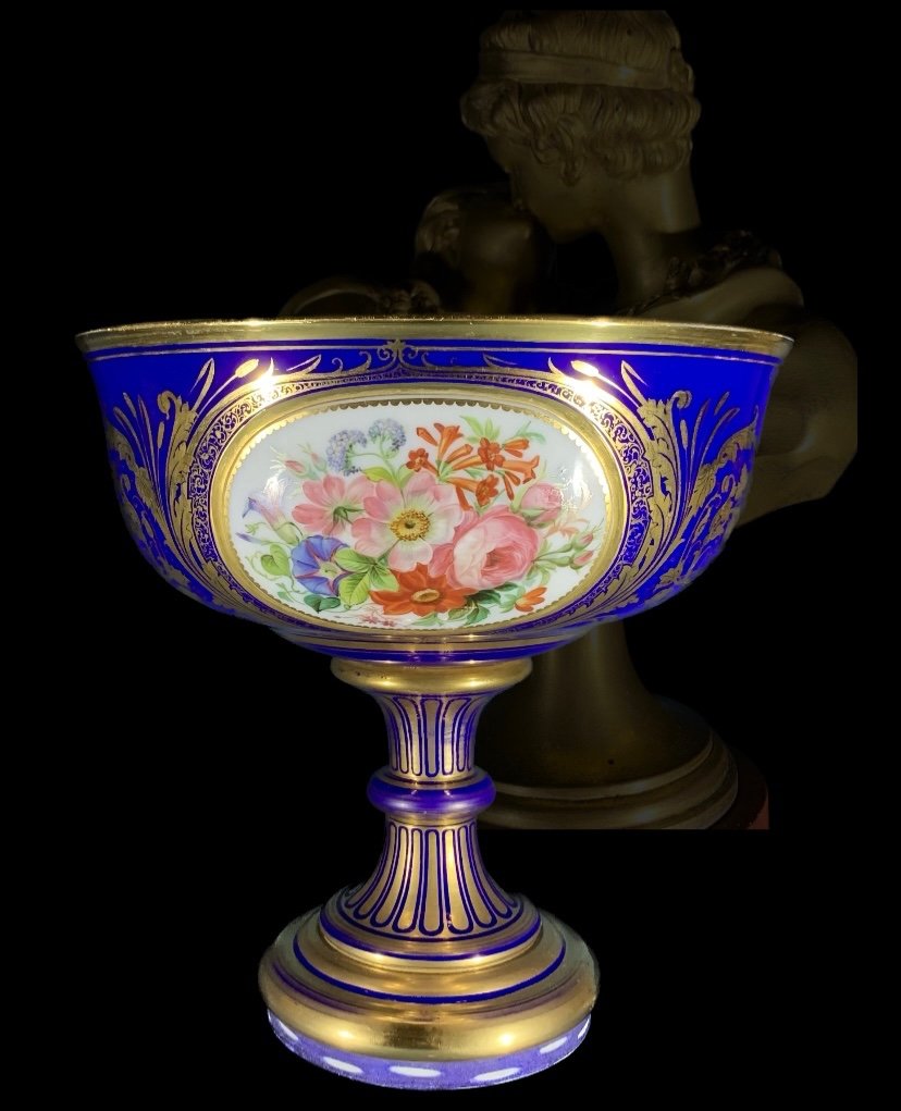 Magnificent Table Center Cup In Lined Opaline, France Circa 1840-photo-8