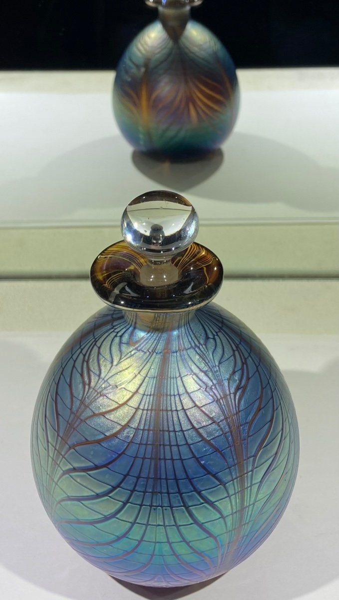 “éric Laurent 1959-2018” Beautiful Iridescent Glass Bottle Dated 1988. -photo-4