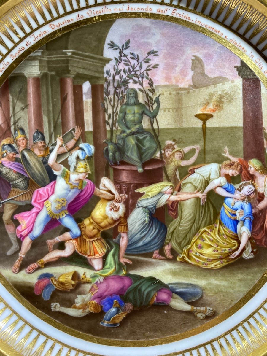 Royal Manufacture Of Naples Circa 1780: The Death Of Priam At The Palace Of Troy By Domenico Venuti-photo-3