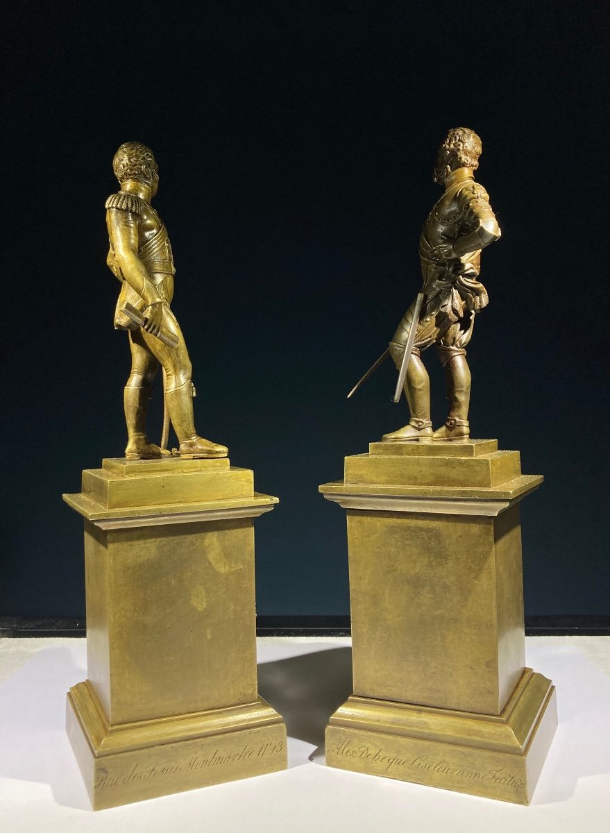 Alexandre Deheque Ciseleur, Henri IV & The Duke Of Berry, Statuettes Dated 1820-photo-4