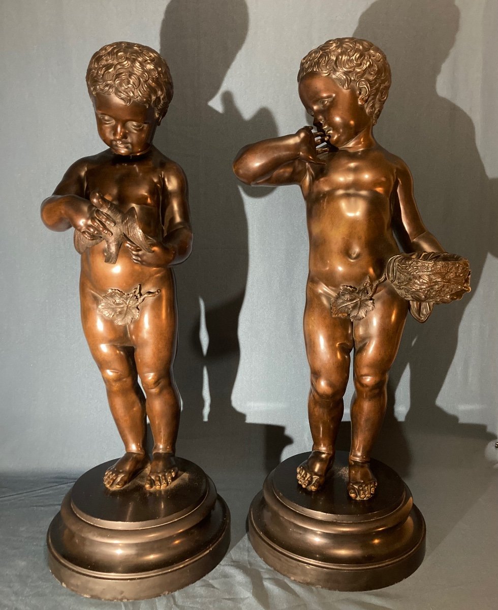 Enfant à l'Oiseau Et Enfant Au Nid D’après Jean-baptiste Pigalle (1714-1785), Travail Vers 1840