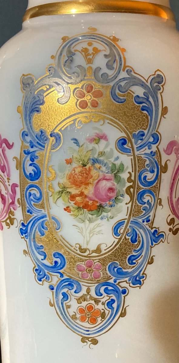 Paire De Vases En Opaline Dite : “bulle De Savon”, France époque Charles X-photo-2