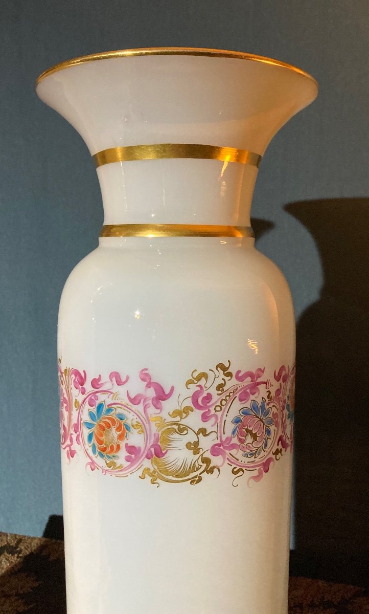 Paire De Vases En Opaline Dite : “bulle De Savon”, France époque Charles X-photo-3