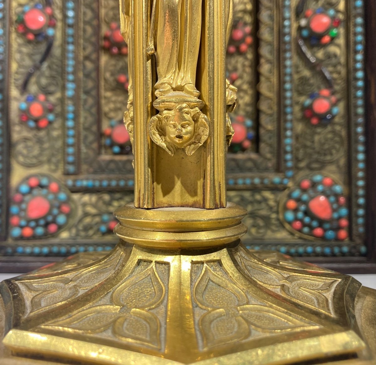 “historicism” Pair Of Gothic Style Candlesticks, Circa 1850. 