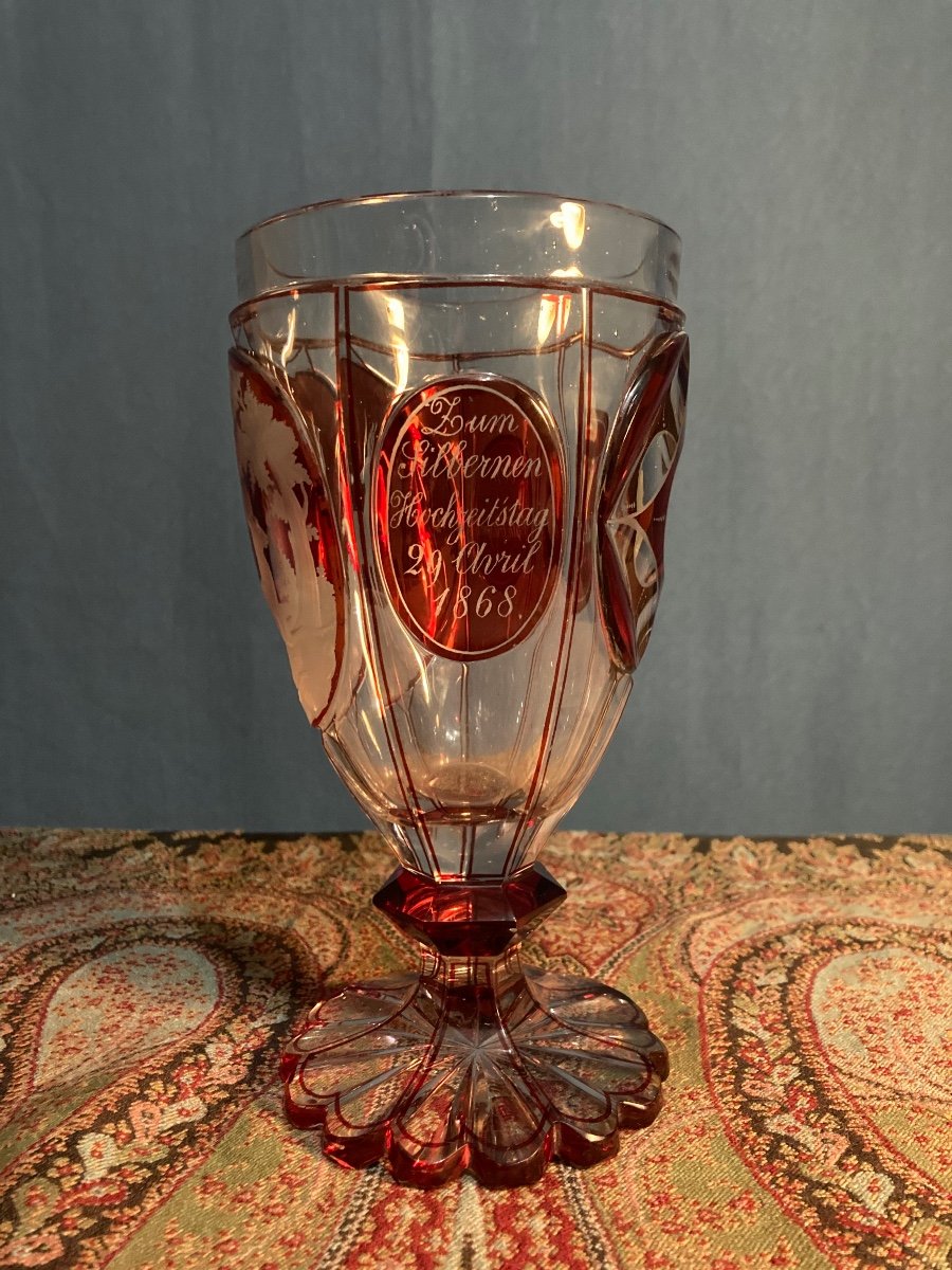 Bohemian Crystal, Wedding Cup, 19th Century Work -photo-2