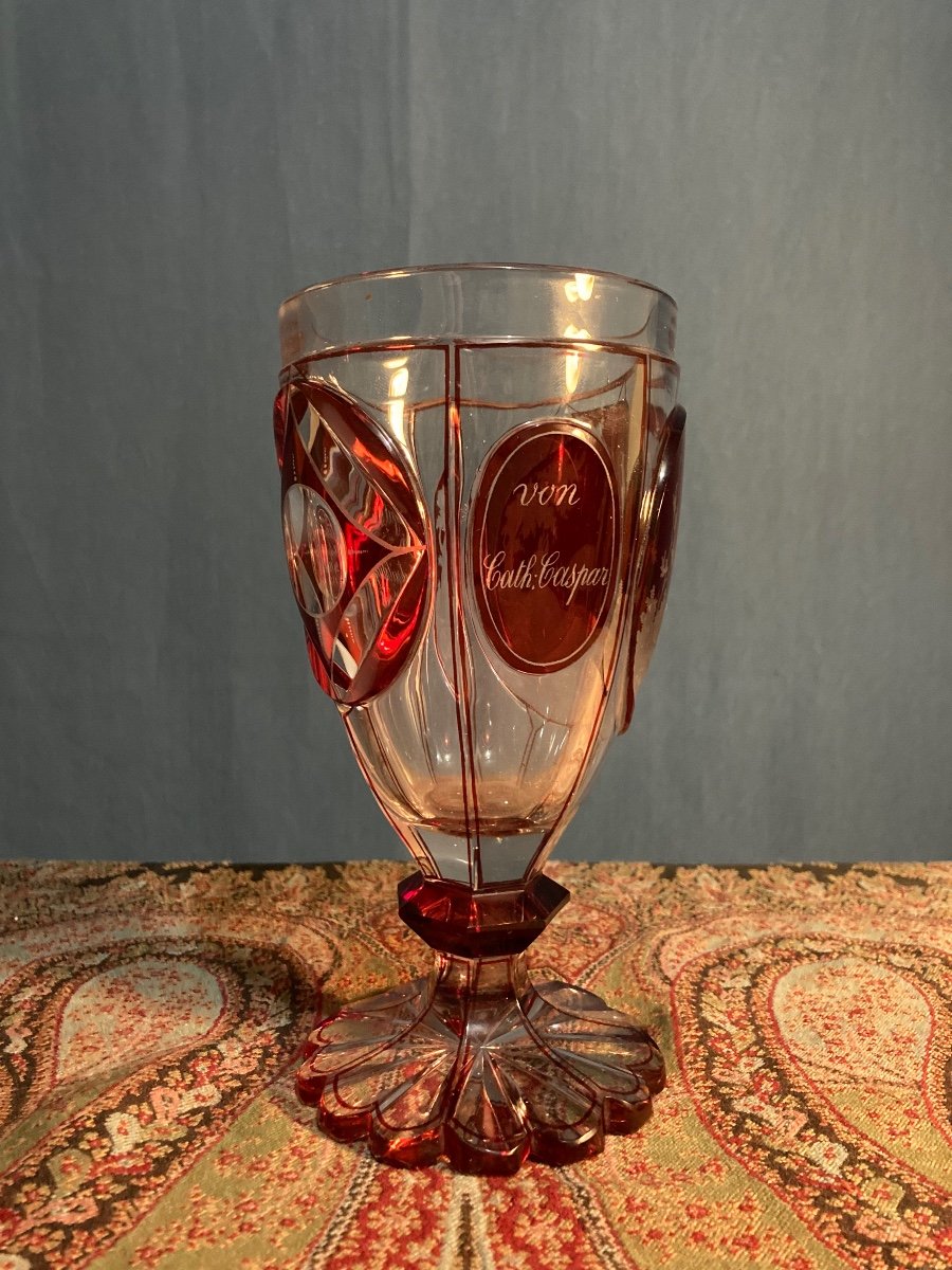 Bohemian Crystal, Wedding Cup, 19th Century Work -photo-3