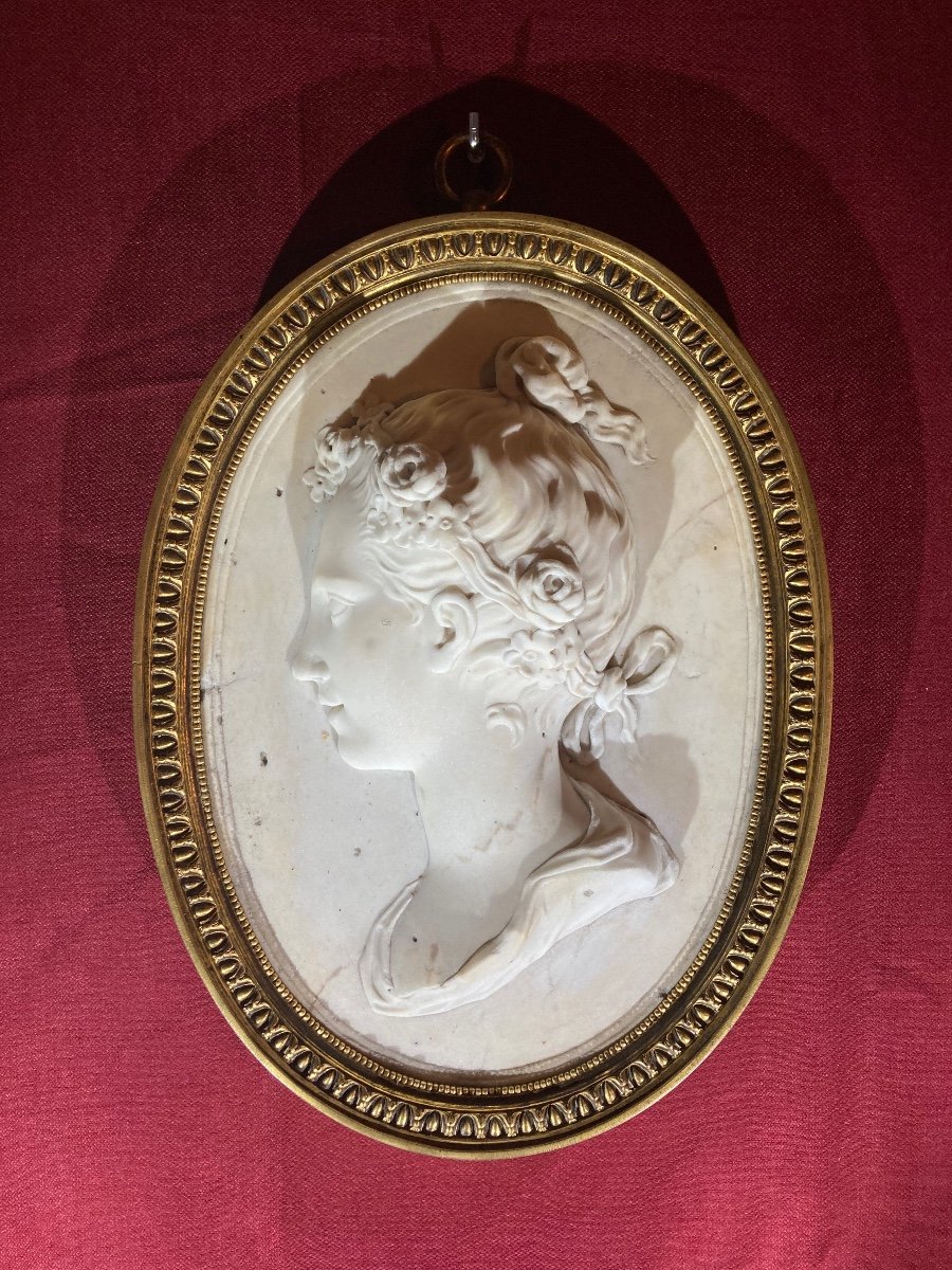 Large Medallion In Marble And Bronze, France Louis XVI Period-photo-3