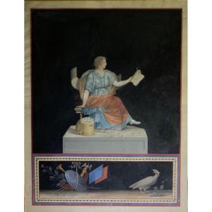 Italian Gouache With Allegorical Subject, Italy Late 18th Century
