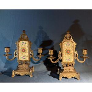 Pair Of Japanese Candlesticks, France Circa 1860