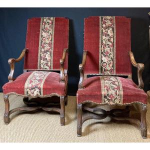 Pair Of Louis XIV Period Armchairs, France Early 18th Century 