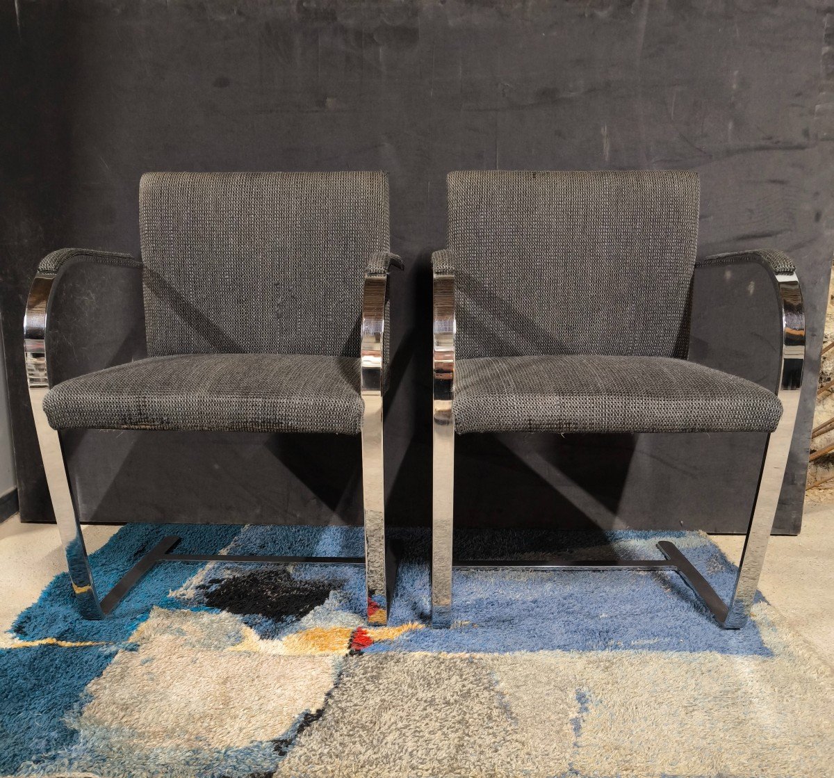 Pair Of Mies Van Der Rohe Armchairs Model Brno.knoll 