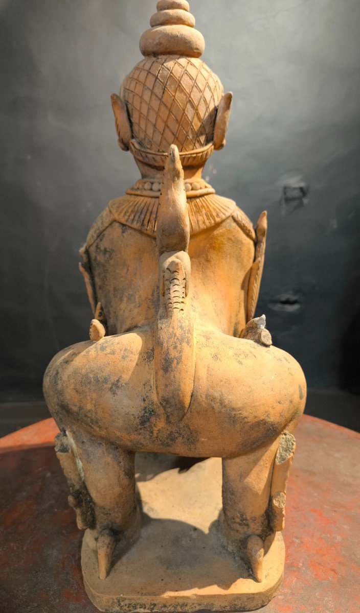  Statue Sculpture Sphinx Terracotta Burma XX Eme -photo-4