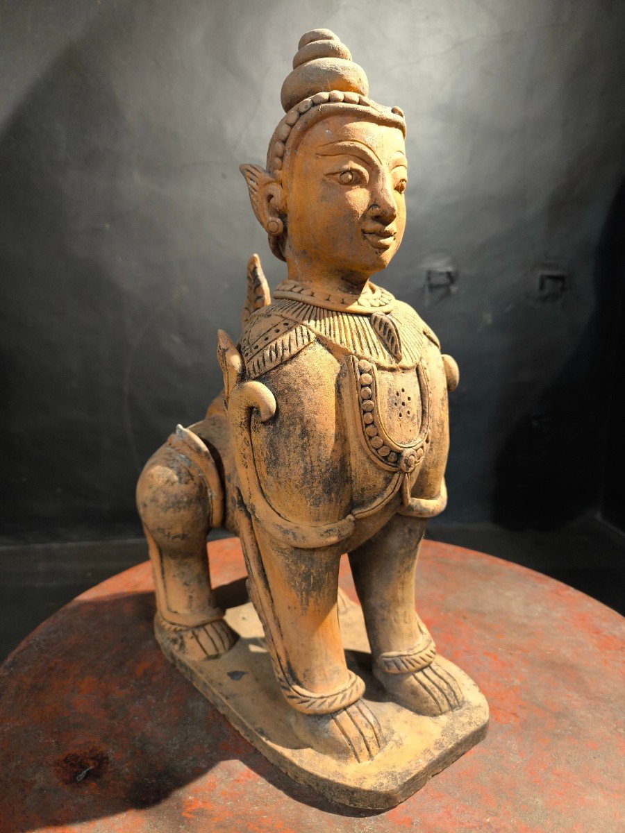  Statue Sculpture Sphinx Terracotta Burma XX Eme -photo-4