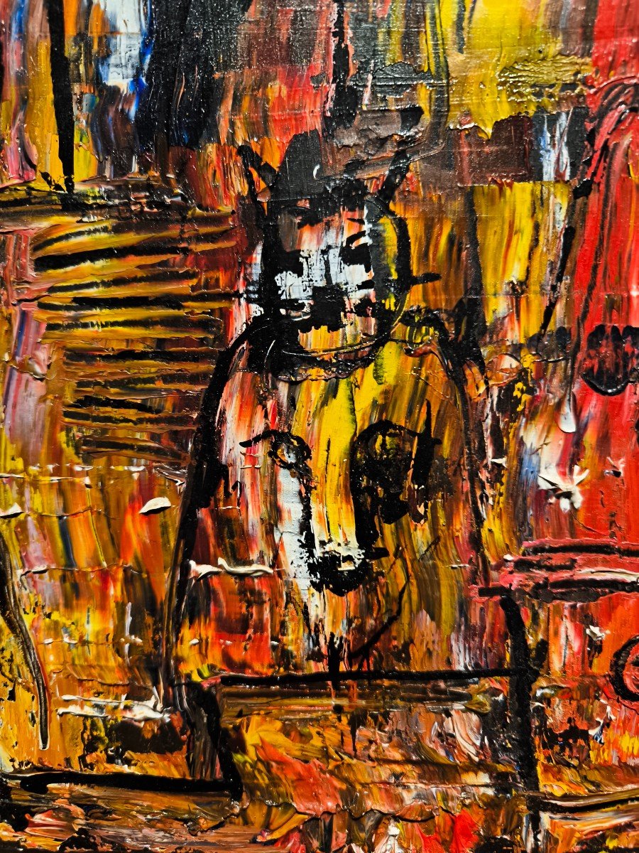 Oil On Cardboard Abstract Jean Gangloff -photo-2