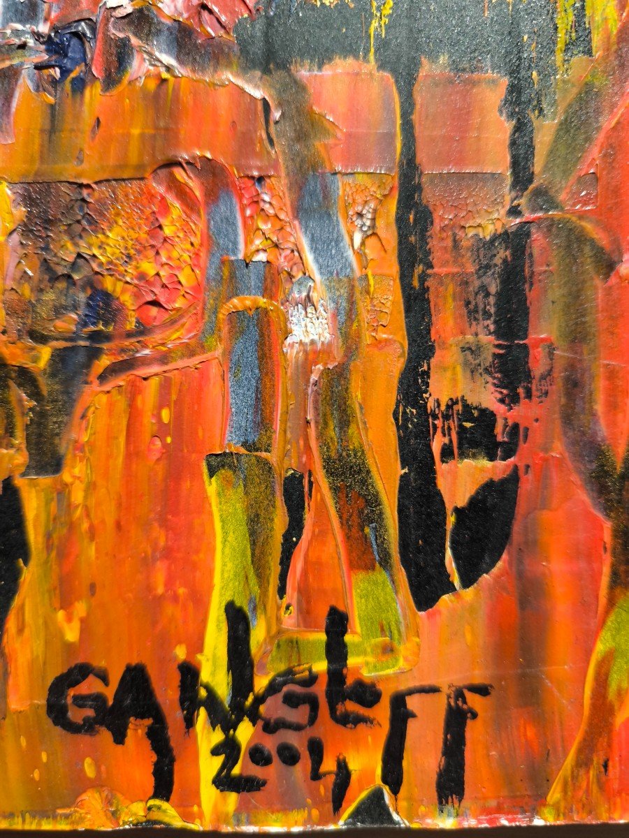 Huile Sur Carton Abstrait Jean Gangloff -photo-2