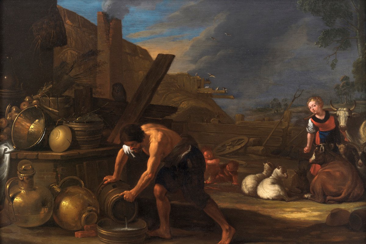 Adam And Eve At Work After The Fall – Attributed To Cornelis Saftleven (1607 – 1681)-photo-2