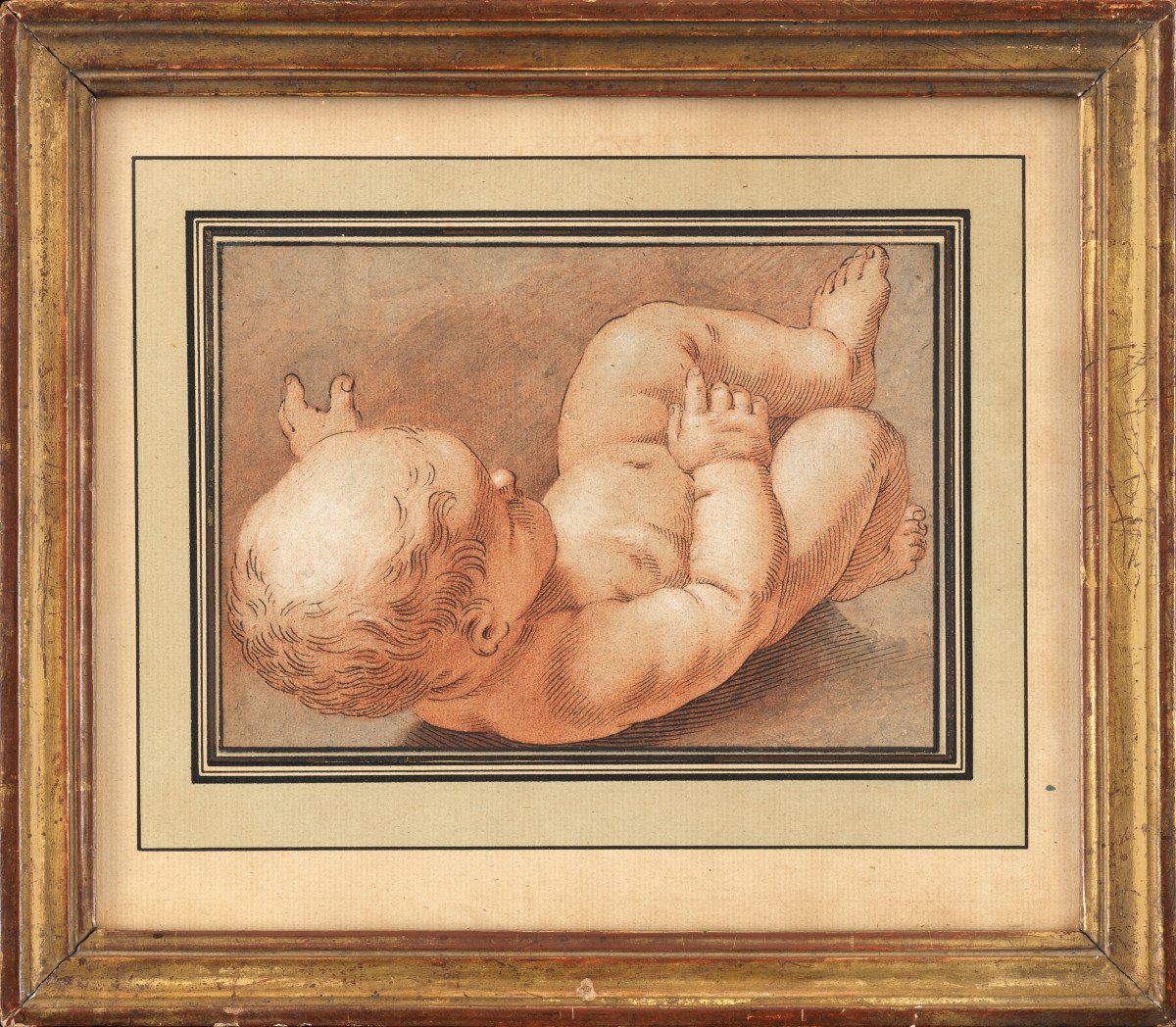 Study Of Baby Jesus For A Nativity. Italian School Of The 17th Century.-photo-2