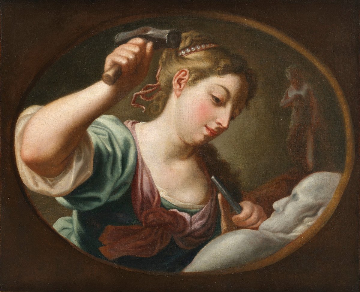 Allegory Of Sculpture – French School Of The First Third Of The 18th Century-photo-2