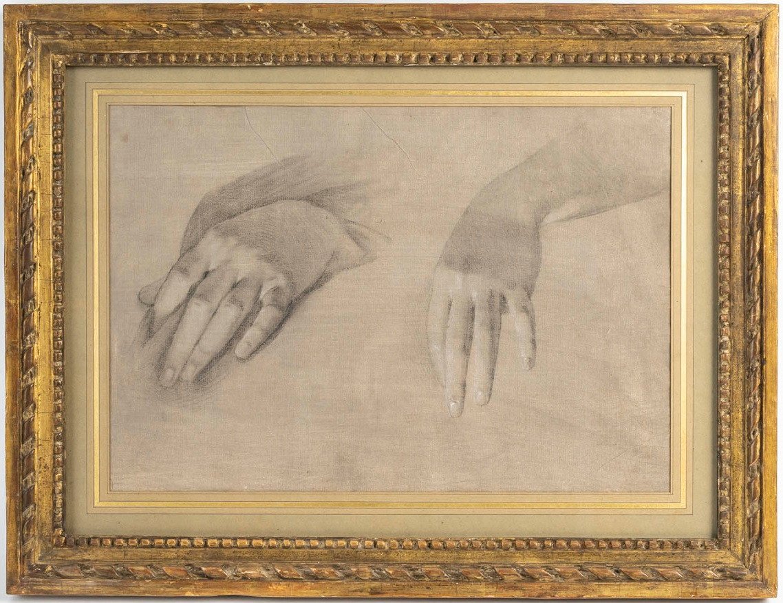 Etudes De Mains, Paire De Dessins. Ecole Italienne Du XVIIIe Siècle-photo-3