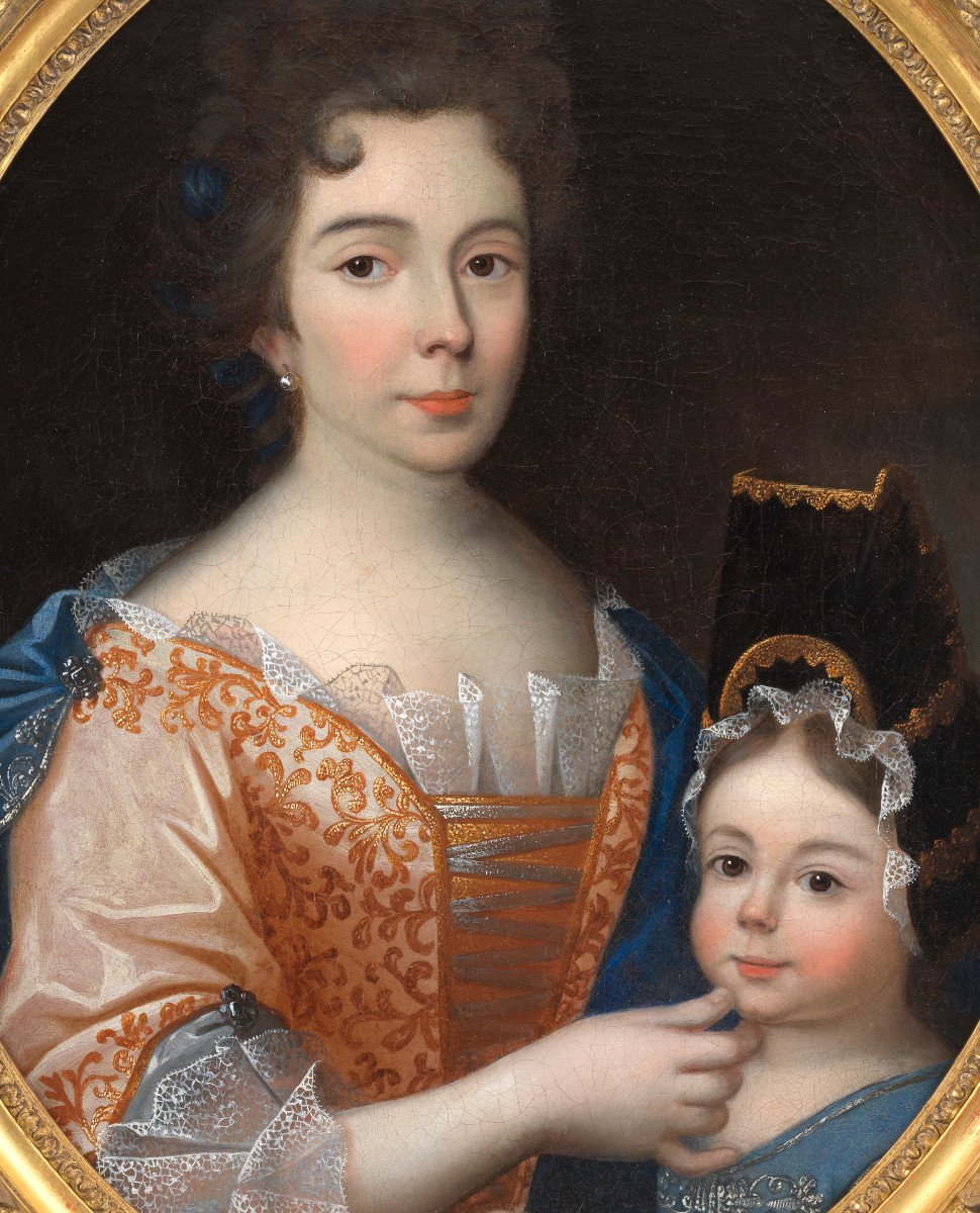 Portrait Of A Mother And Her Daughter – French School, Early 18th Century-photo-2