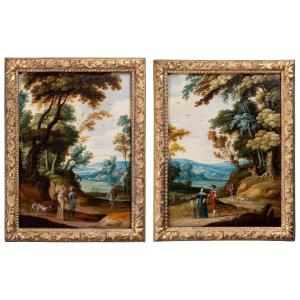 Pair Of Landscapes, Gillis Van Coninxloo II (workshop) – Flanders C. 1600.