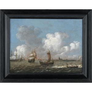 Navires devant Amsterdam – Attribué à Reinier Nooms (1623 – c. 1668)