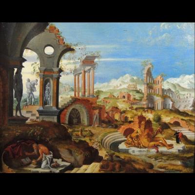 St Jerome In The Ruins Of Rome - The Netherlands End 16th Century