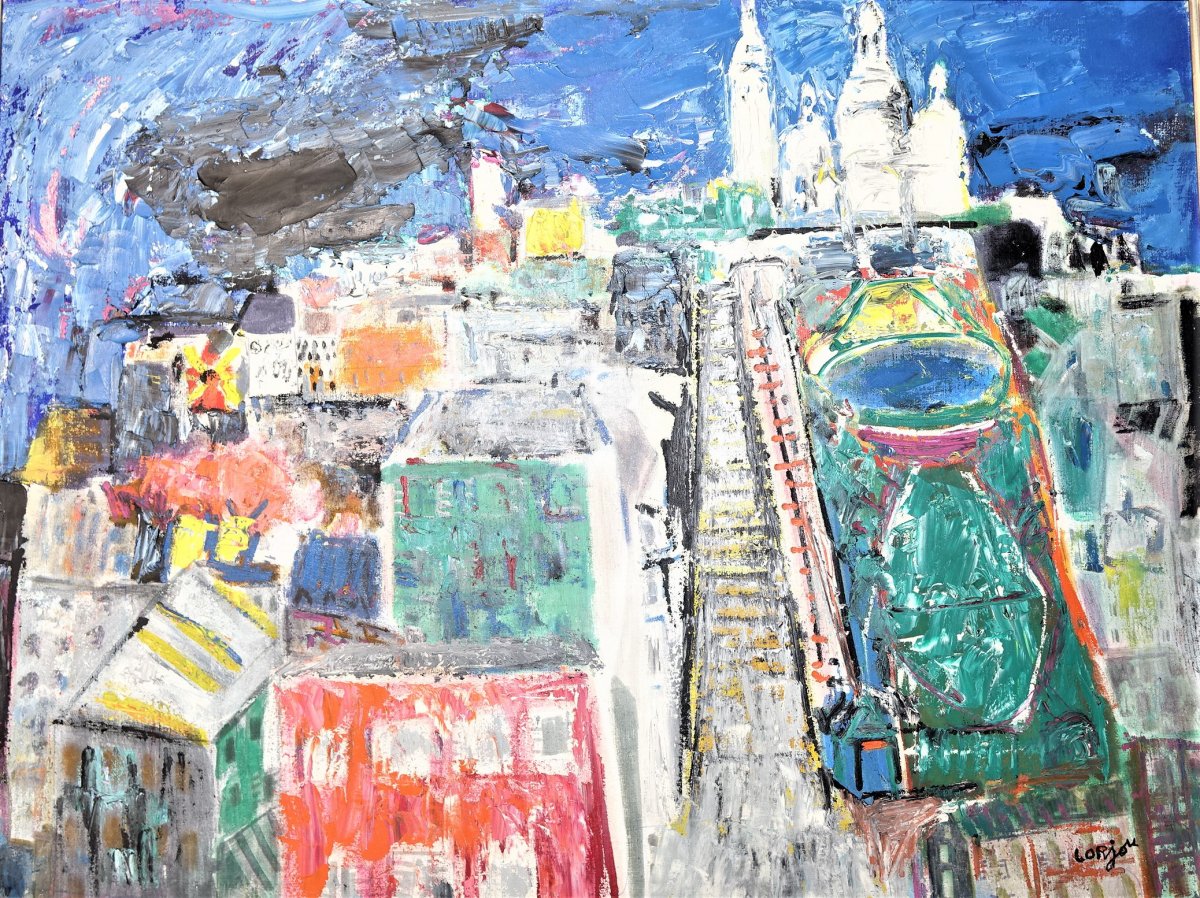 PEINTURE MONTMARTRE LORJOU Huile s/ Toile 1970-photo-2