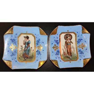 LIMOGES DEUX ASSIETTES en PORCELAINE 19 ème